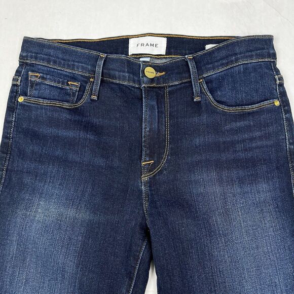 FRAME Denim Le Skinny de Jeanne Dark Wash Mid Rise Stretch Jeans Women’s 27 - Picture 3 of 9